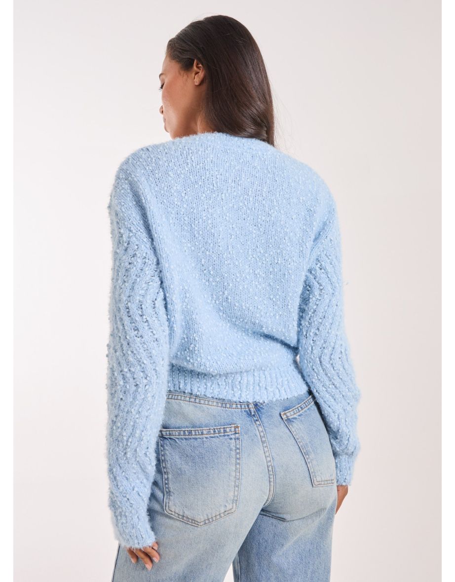 Zig Zag Detail Cropped Knit Jumper - 3