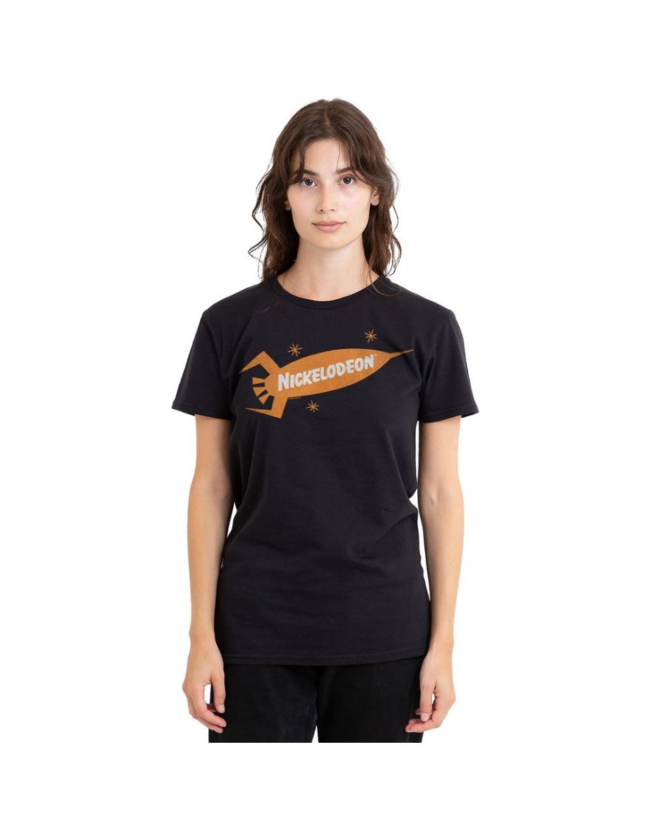 Nickelodeon Unisex Adult Retro Rocket Logo T-Shirt - Black