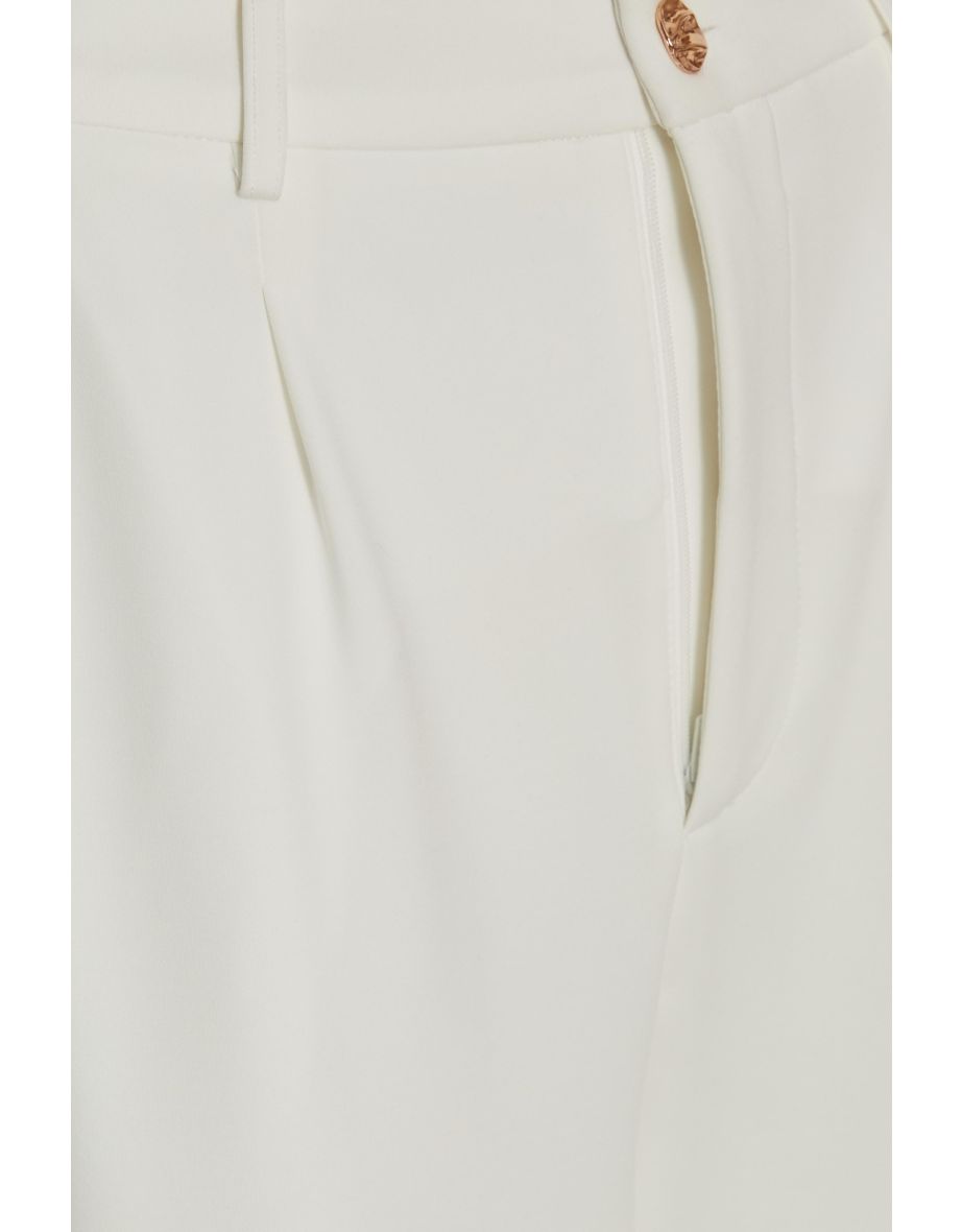 Cream Wide Leg Trousers - 5