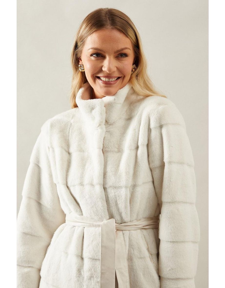 Faux Fur Funnel Neck Coat - 3