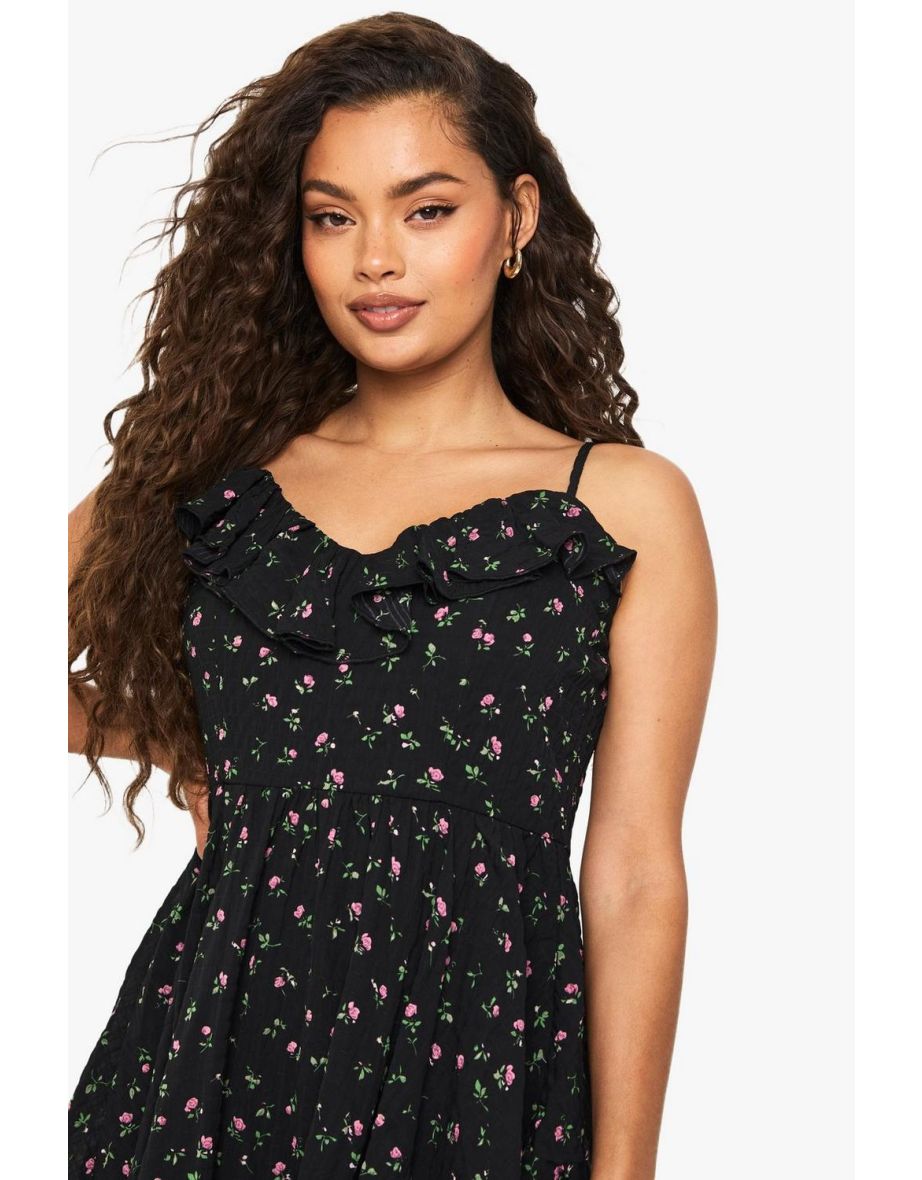 Ditsy Floral Skater Dress - black - 3