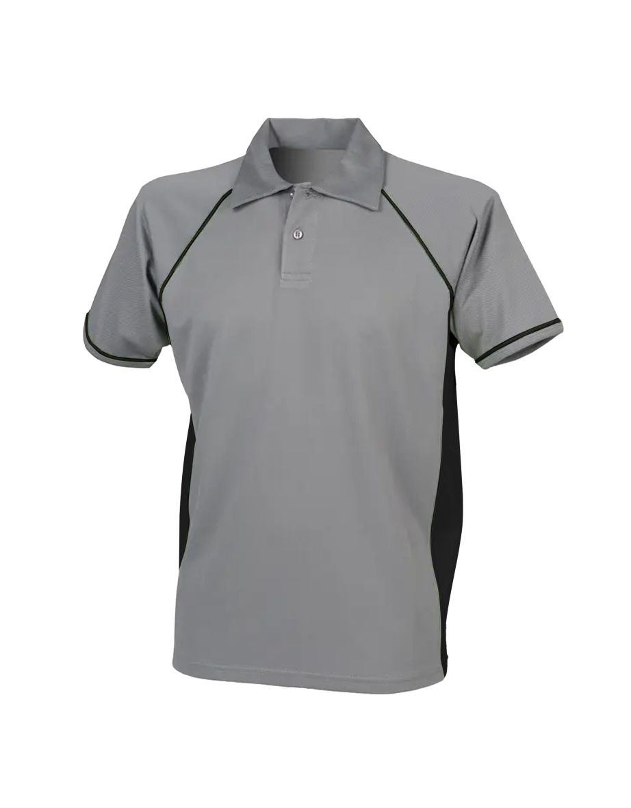 Finden & Hales Mens Piped Performance Sports Polo Shirt - Gunmetal Grey/Black