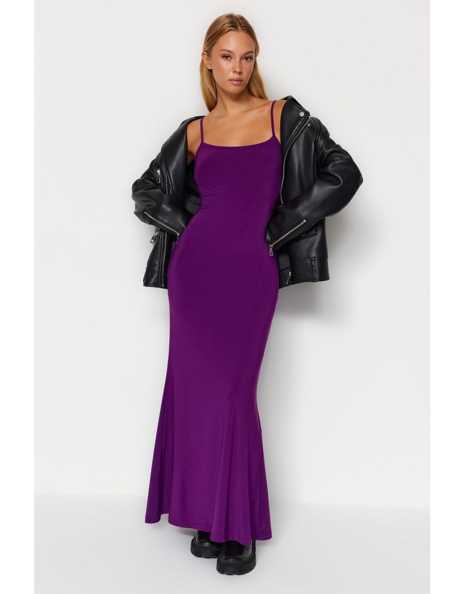 Purple Column Maxi Slip Dress