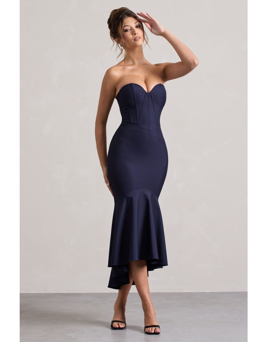 Daylight | Navy Corset High-Low Midaxi Dress