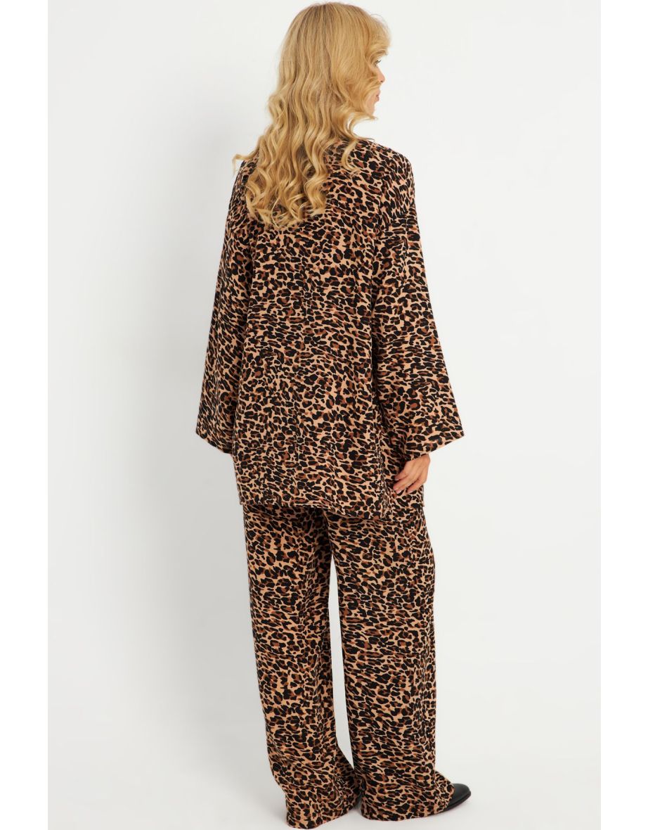 Women's Camel-Black Patterned Bottom Top Set - 6