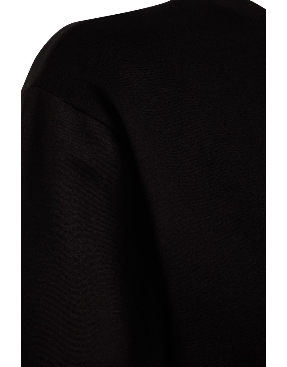 Black Thin Slit Detailed Knitted Sweatshirt - 7