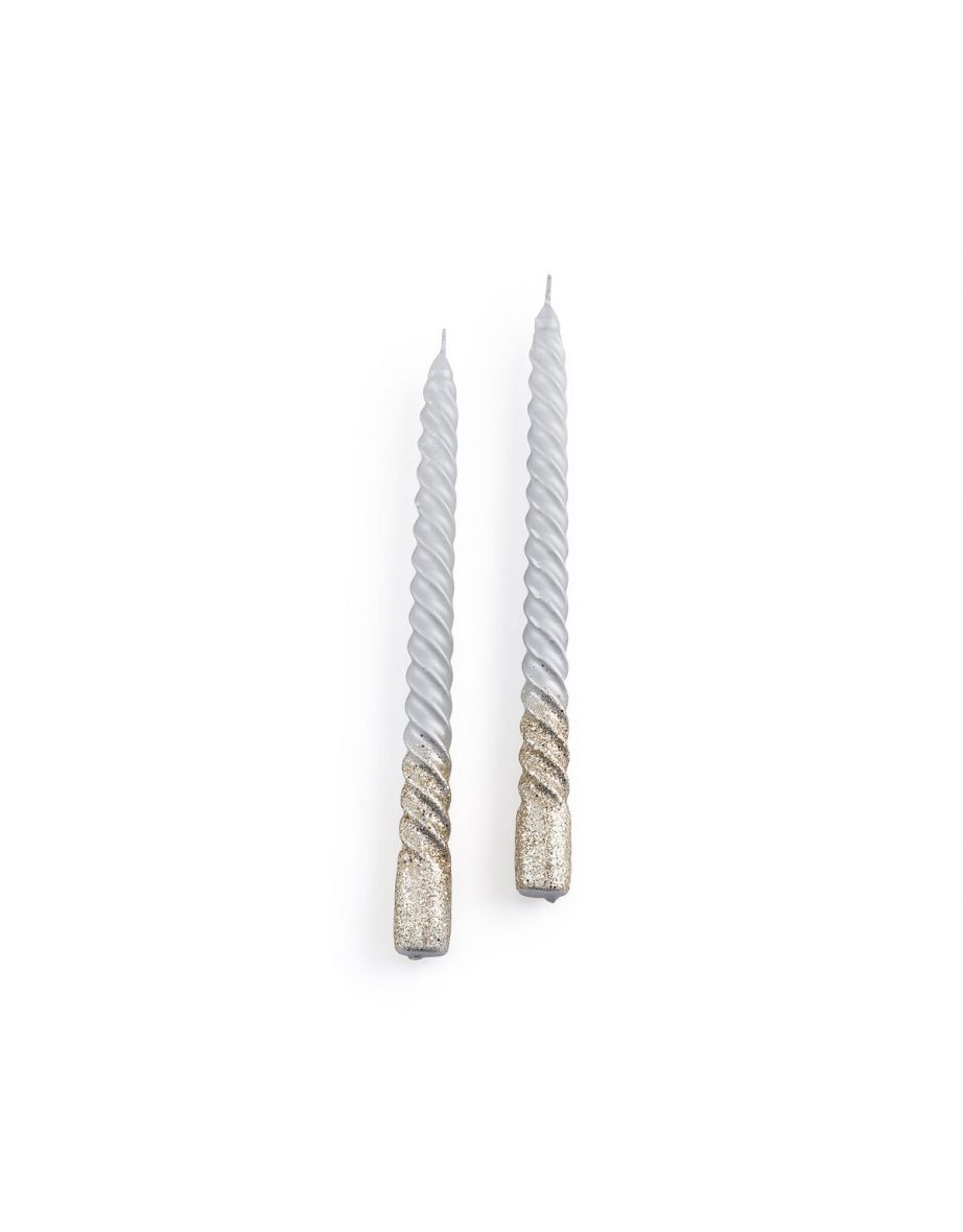 Set of 2 Caspar Glitter Twist Candles