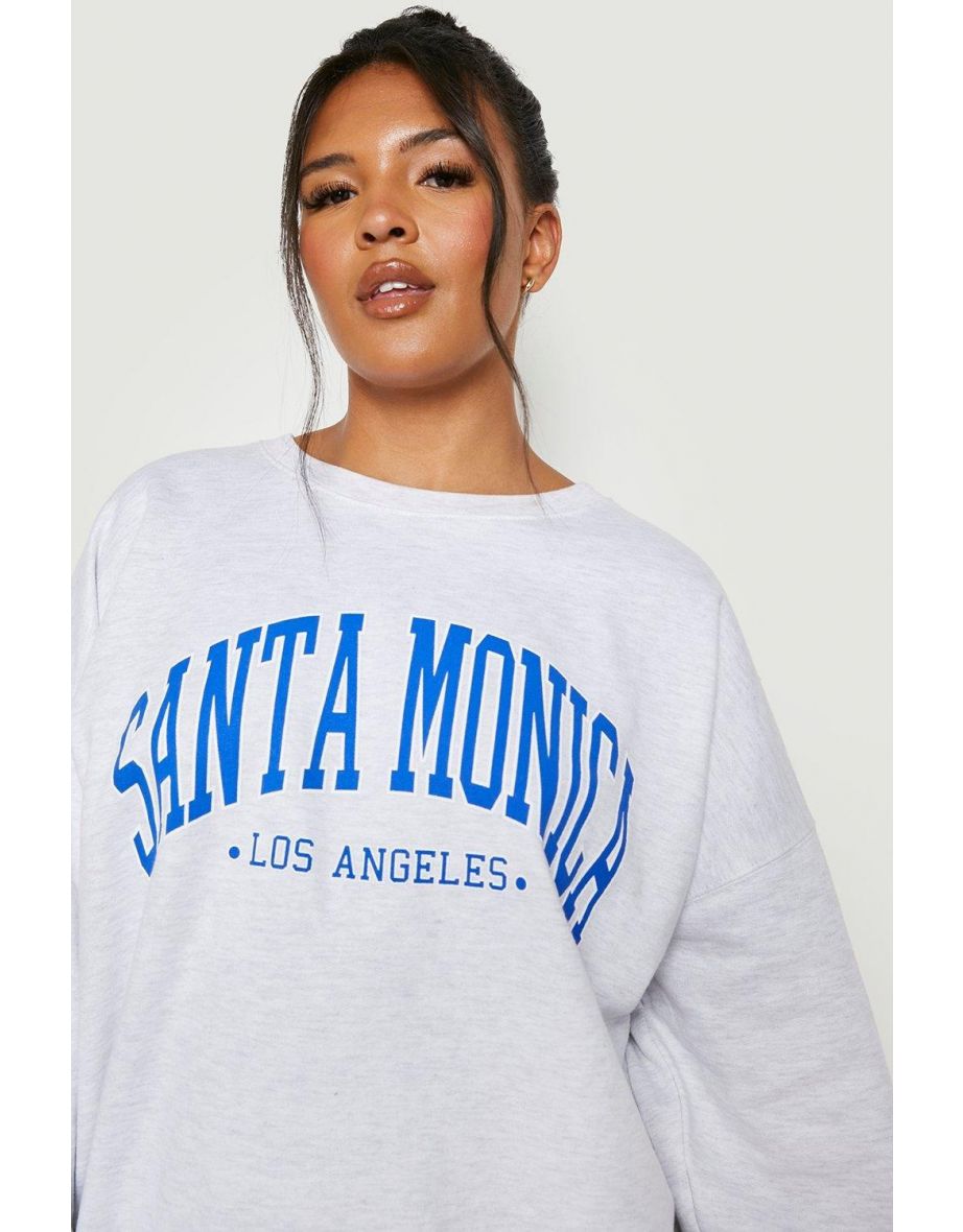 Plus Santa Monica Slogan Oversized Sweater - ash grey - 3