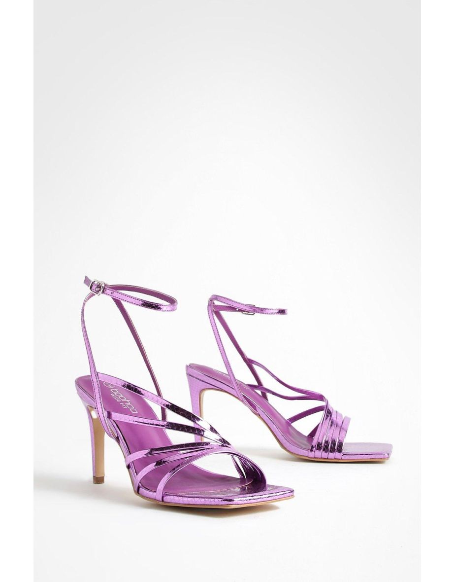 Wide Fit Metallic Asymmetric Heels - pink