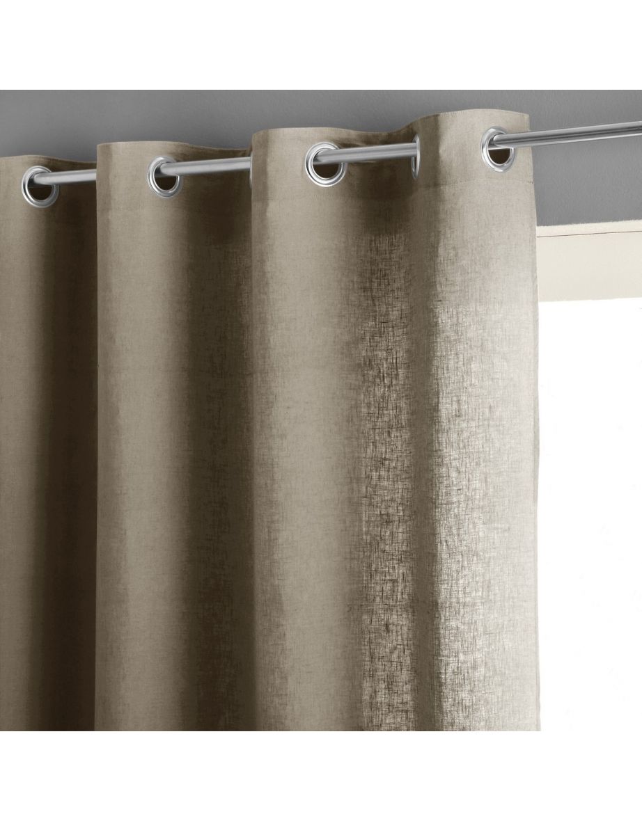 Private Pre-Washed Linen Single Curtain with Eyelets