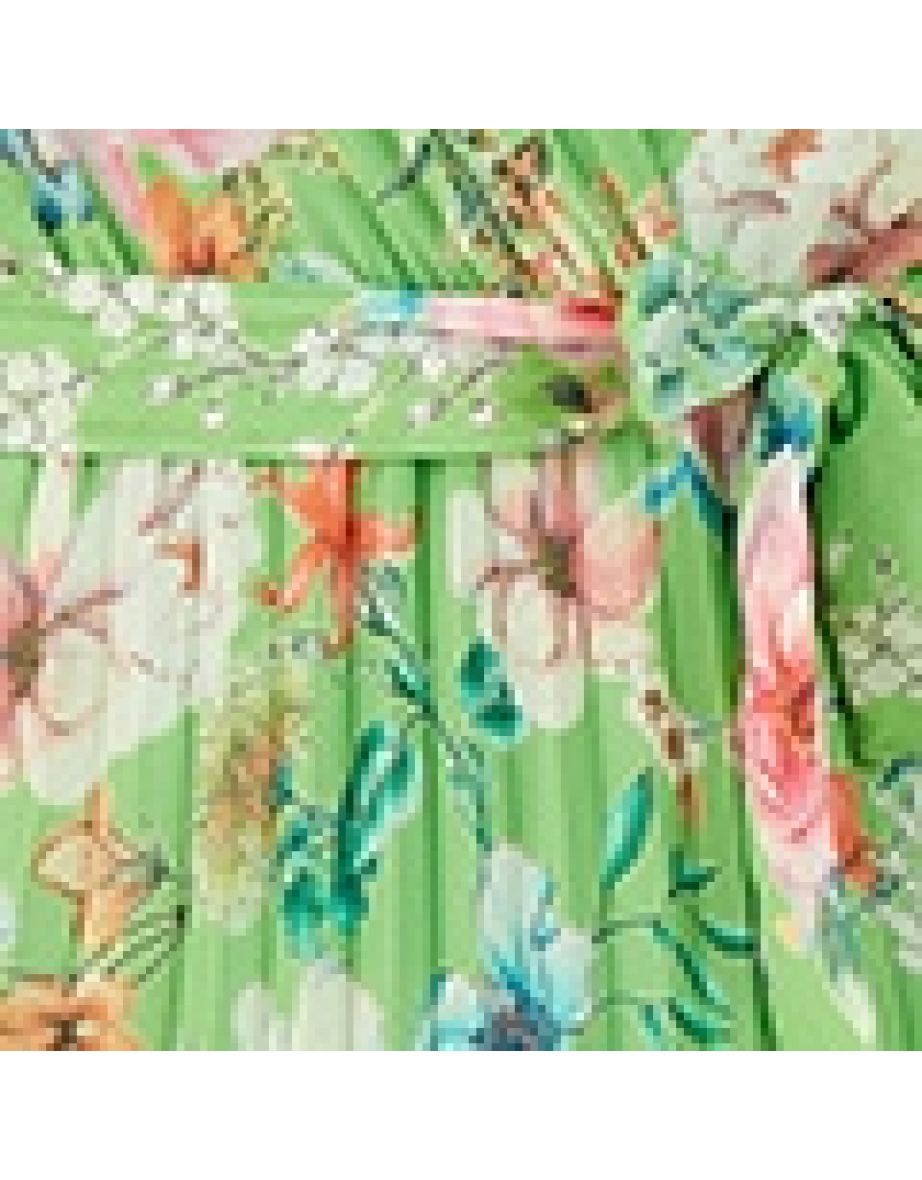 Yumi Green Floral Pleated Wrap Midi Dress - 6