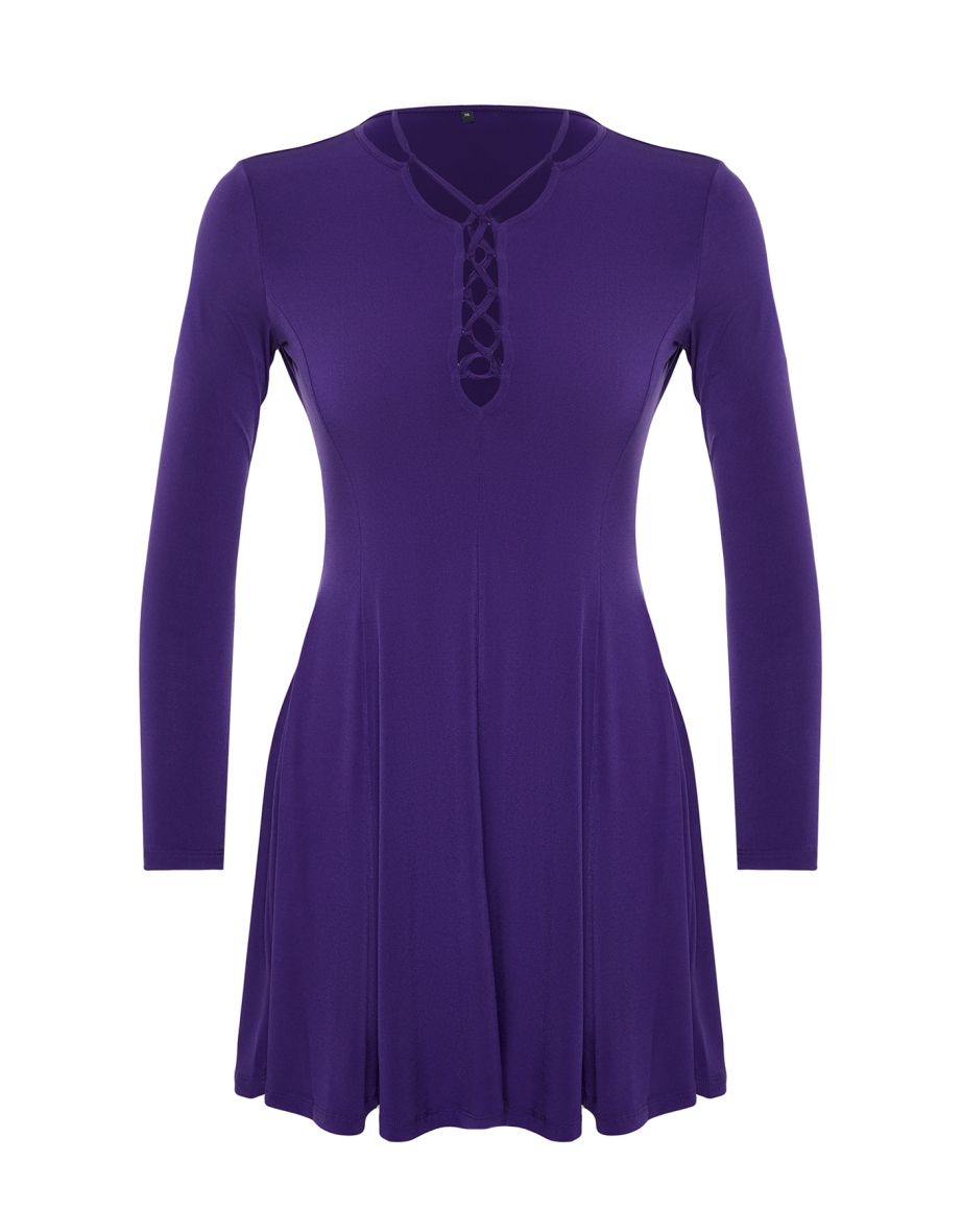 Purple skater clearance dress long sleeve