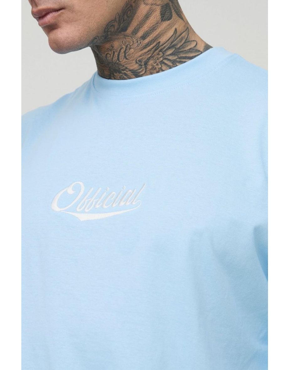 Tall Oversized Boxy Official Embroidered T-Shirt & Airtex Basketball Short Set - multi - 2