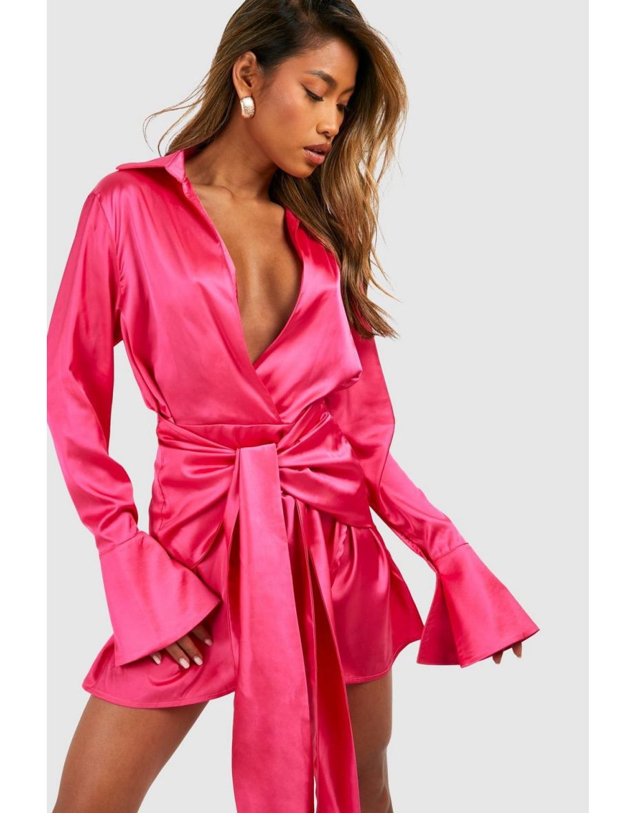 Hot pink shirt dress best sale