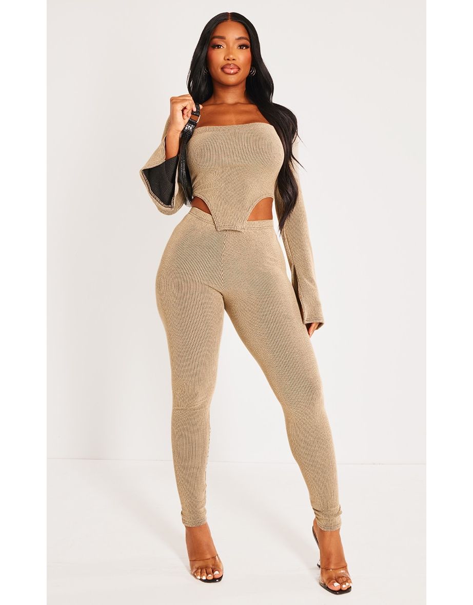 Shape Mocha Ribbed High Waisted Leggings