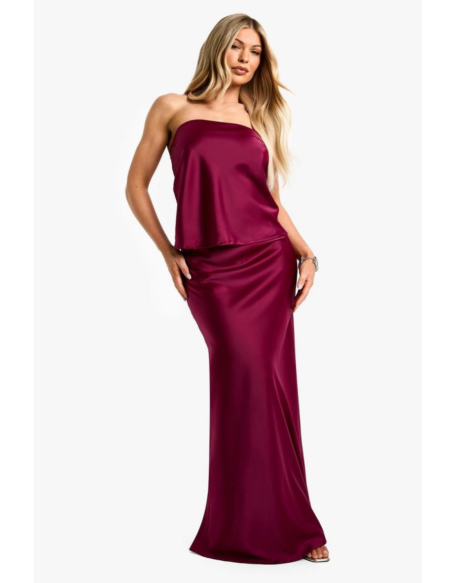 SATIN LONGLINE BANDEAU & MAXI SKIRT SET