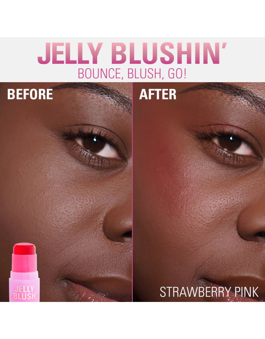 Revolution Jelly Blush Stick Lip and Cheek Stain Strawberry Pink - 4