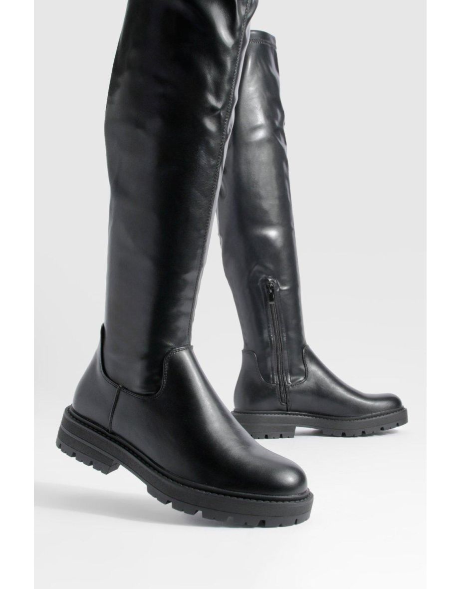 Stretch Chunky Over The Knee Boots - 3