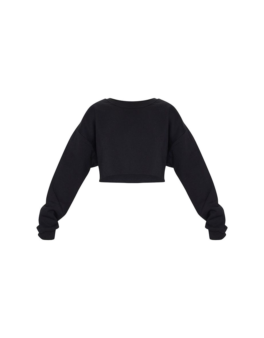 Recycled Oversized Black Crop Sweatshirt - 4