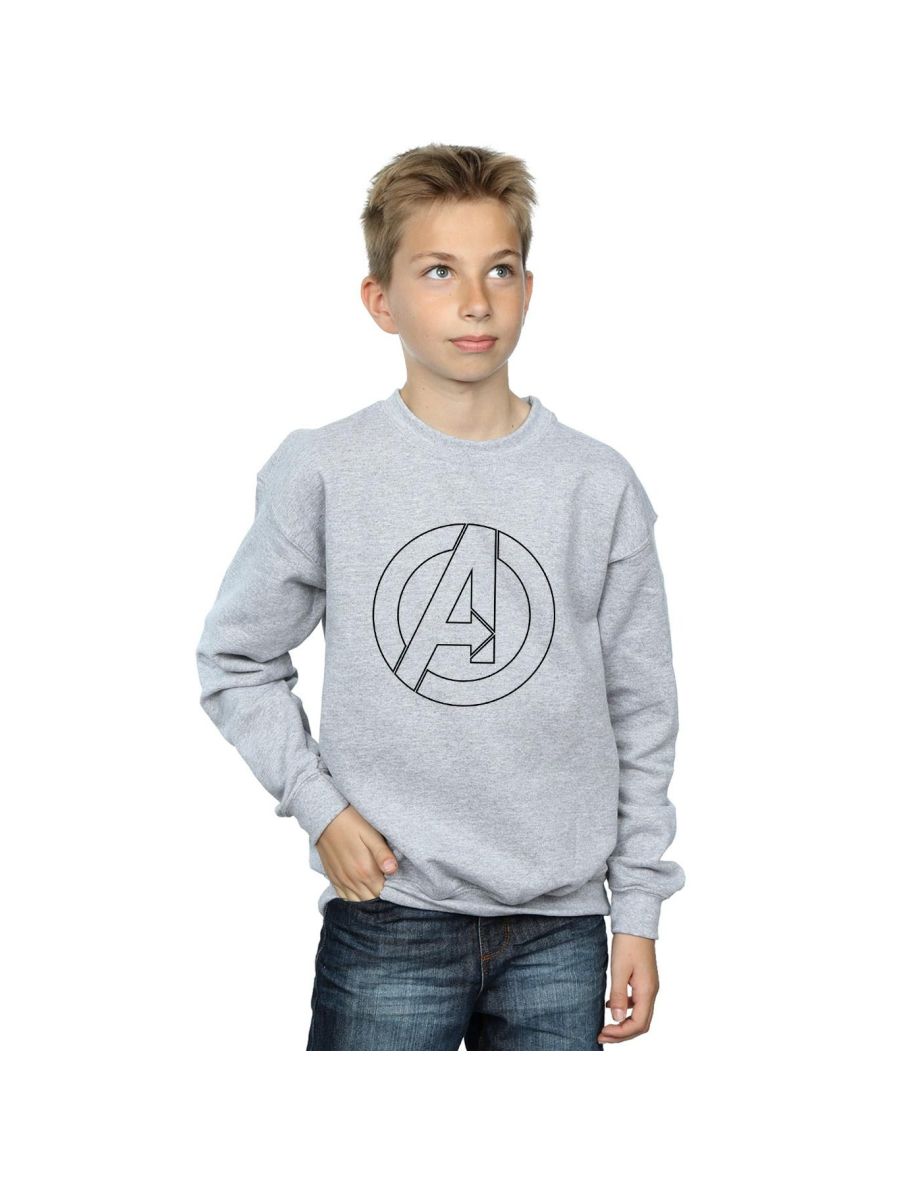 Marvel Boys Avengers Assemble A Logo Outline Sweatshirt - Sports Grey