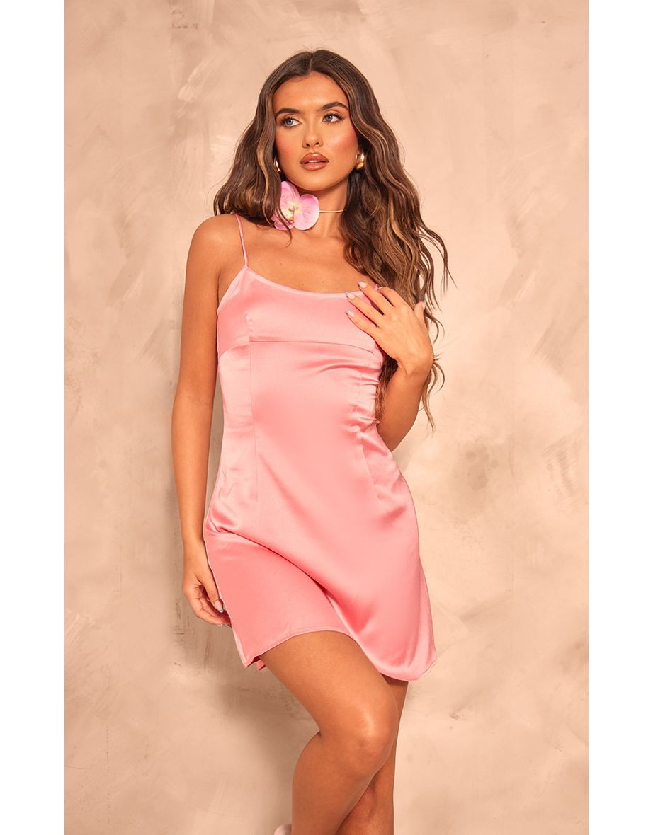 Candy Pink Satin Shift Dress