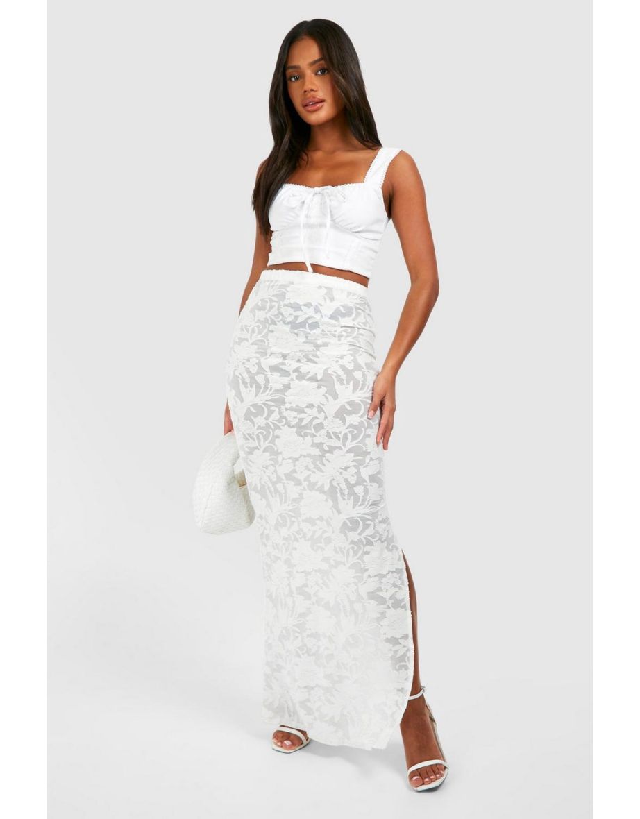 Lace Maxi Skirt - white