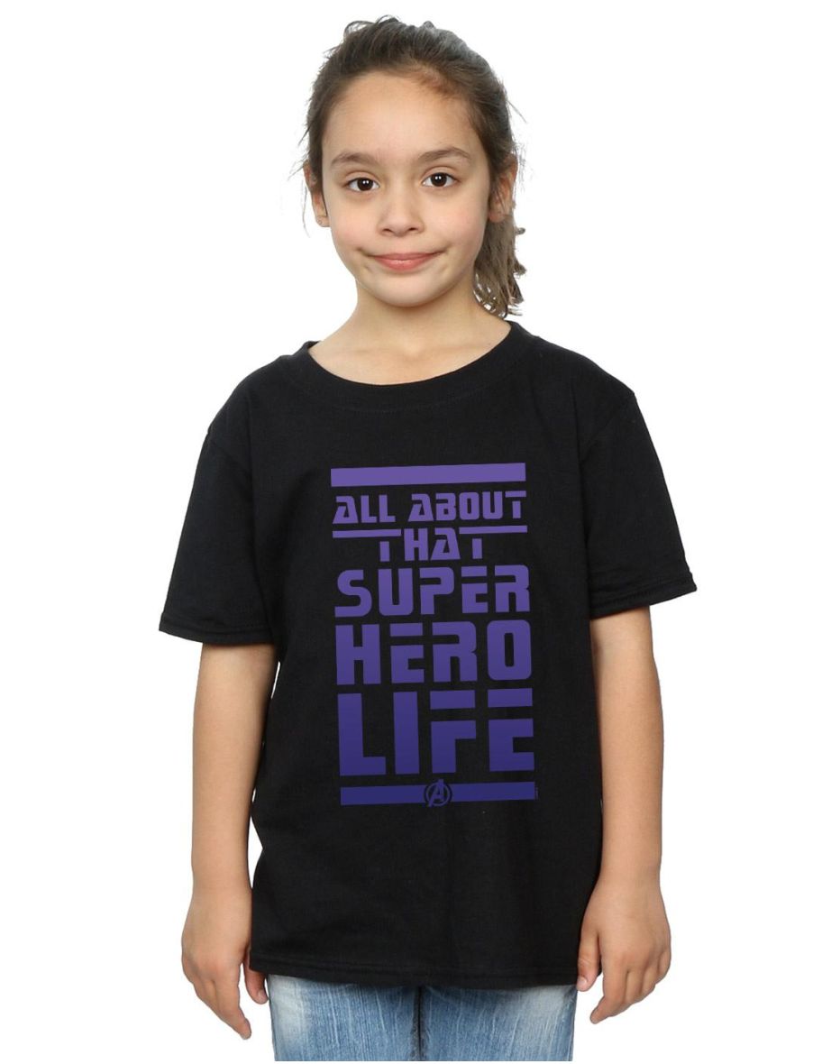 Marvel Girls Avengers Endgame Superhero Life Cotton T-Shirt - Black