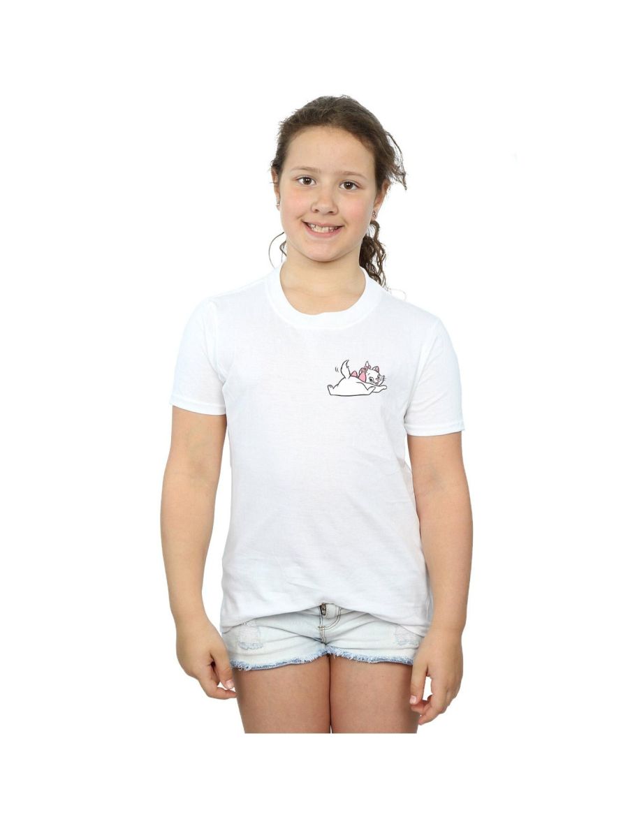 Disney Girls Aristocats Marie Sweet Backside Breast Print Cotton T-Shirt - White