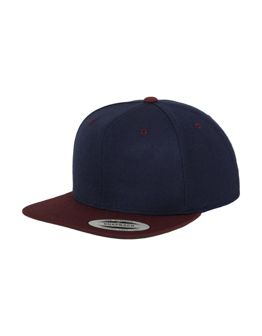 Yupoong Mens The Classic Premium Snapback 2-Tone Cap - Navy/Maroon