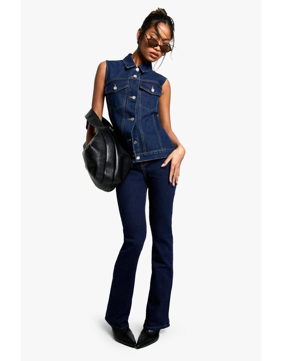 Pocket Detail Denim Waistcoat - indigo