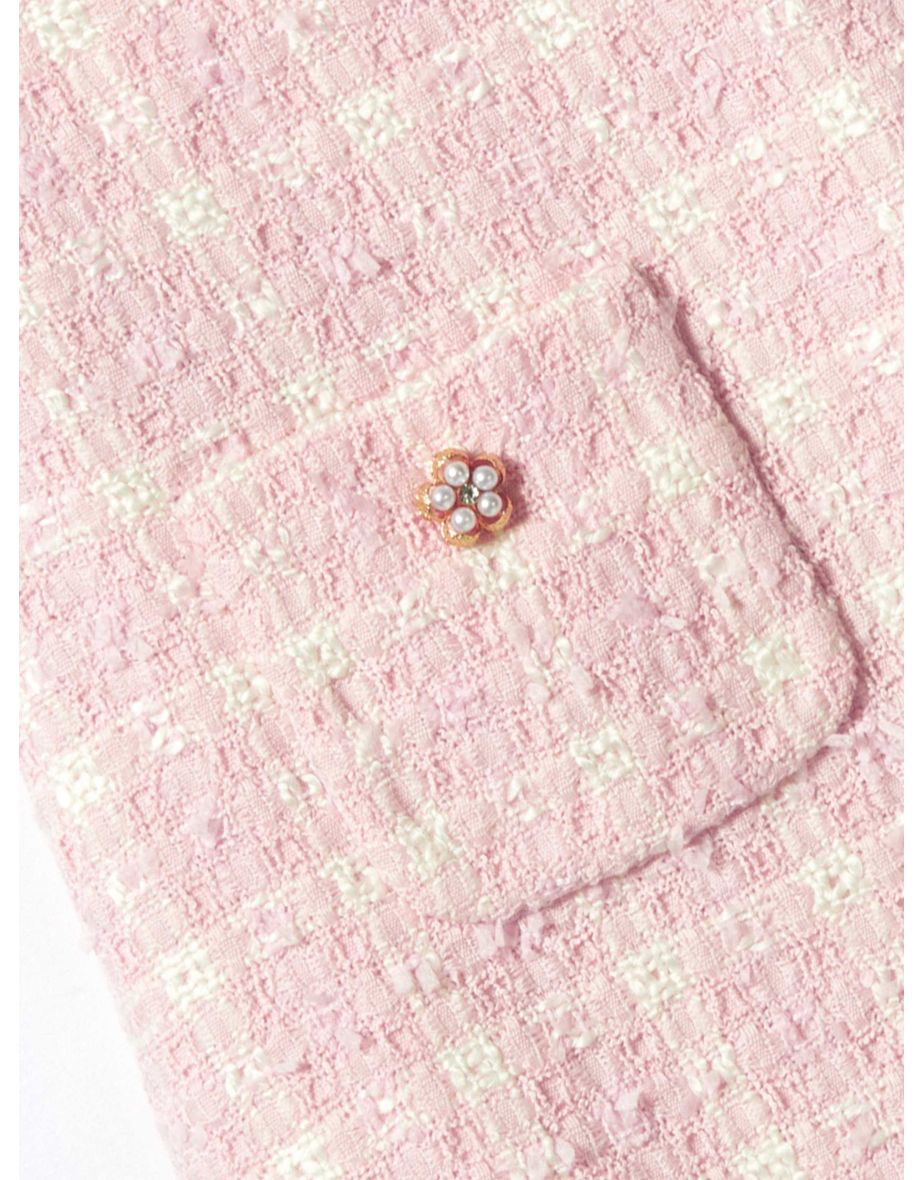 Girls Check Boucle Skirt in Pink - 3