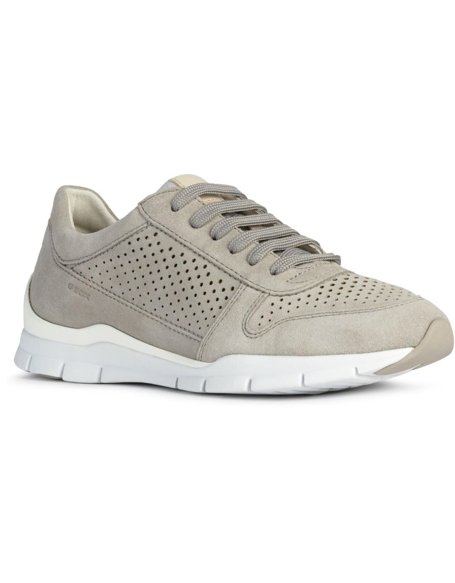 Geox Womens/Ladies D Sukie B Suede Trainers - Light Grey