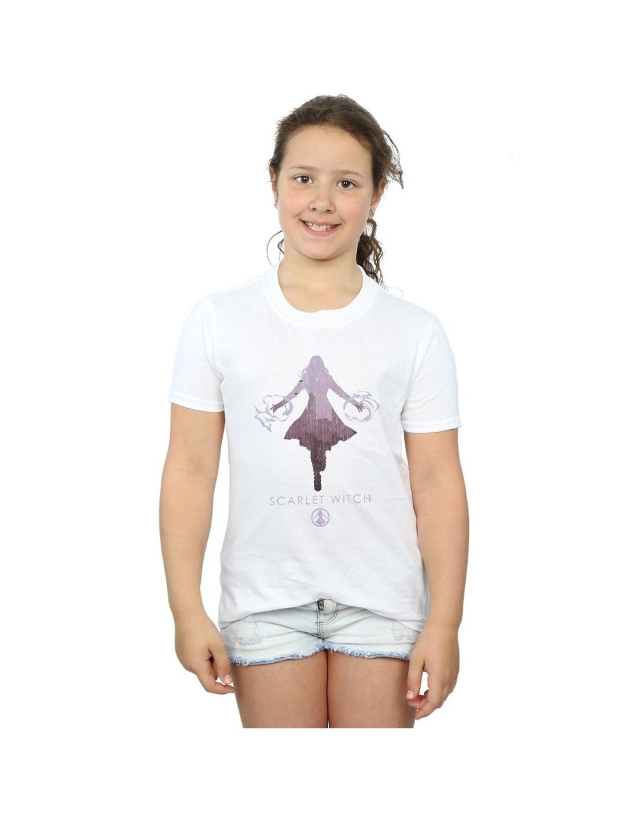 Marvel Girls Scarlet Witch Silhouette Cotton T-Shirt - White