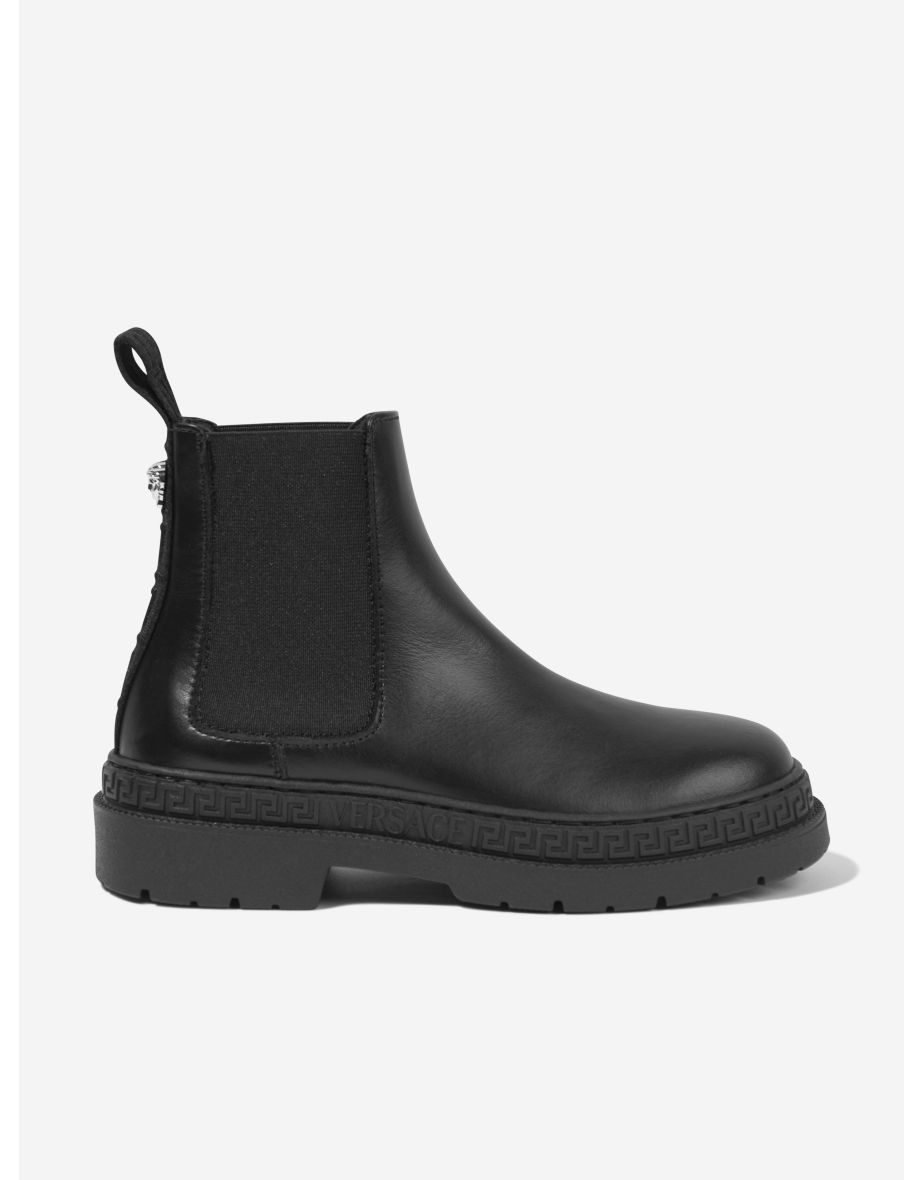 Shop Kids Leather Chelsea Boots in Black Online in Bahrain VogaCloset