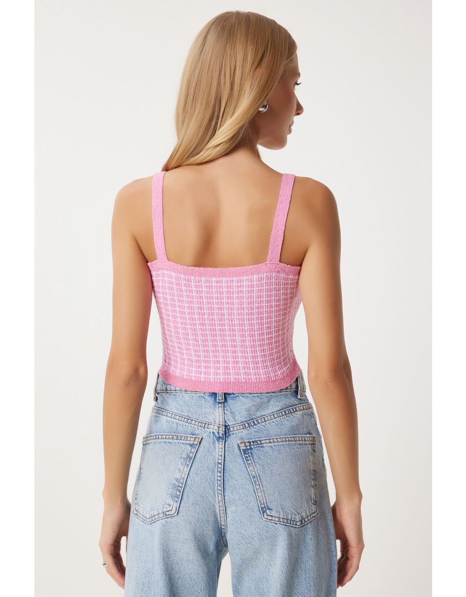 Women's Pink Knitwear Crop Cardigan Set - 6