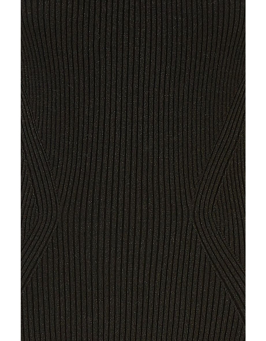 Yumi Black Metallic Fitted High Neck Midi Dress - 5