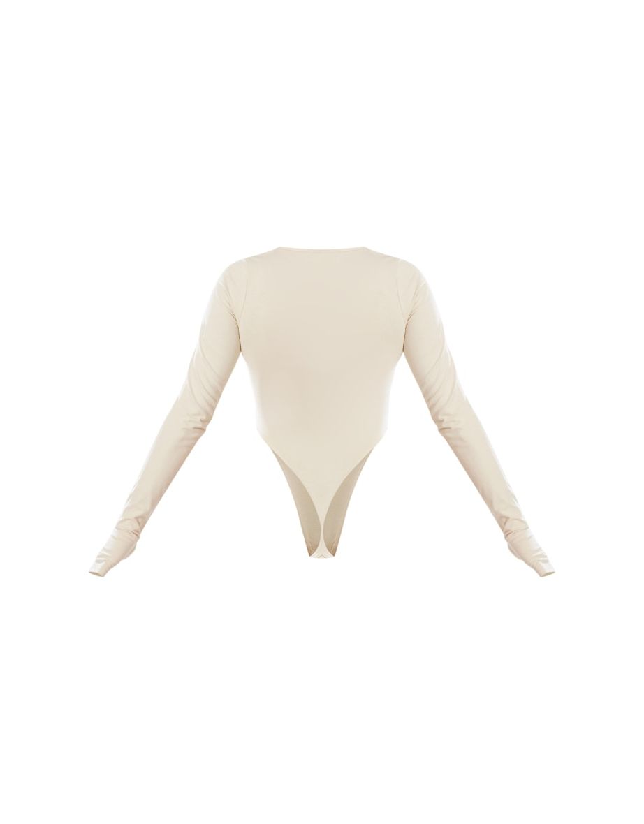 Sand Printed Long Sleeve High Leg Bodysuit - 5