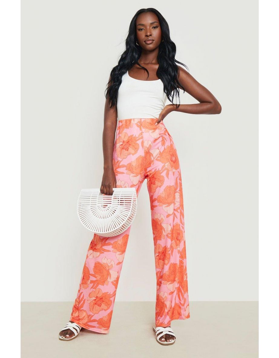 Floral Wide Leg Trouser - pink