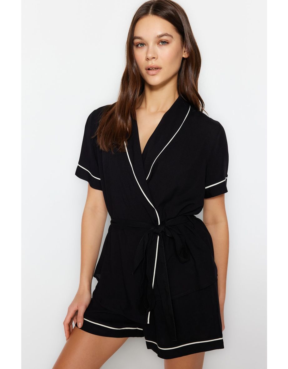 Pajama Set - Black - Plain