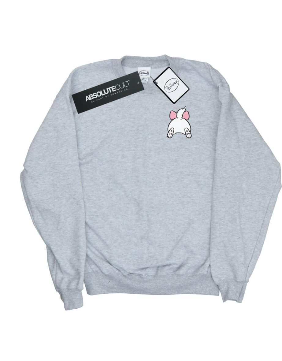 Disney Girls Aristocats Marie Backside Breast Print Sweatshirt - Sports Grey