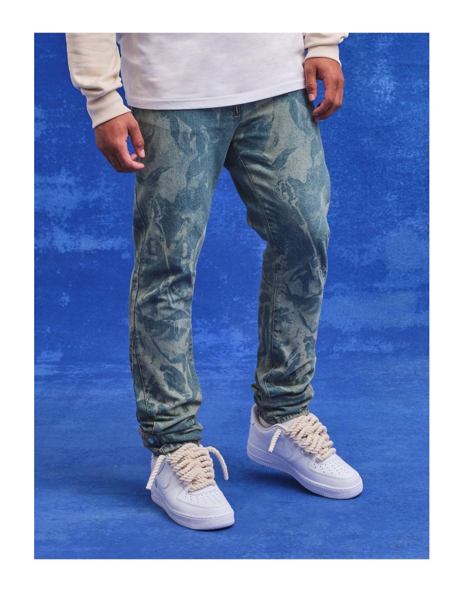 Tall Slim Rigid Renaissance Laser Print Jeans