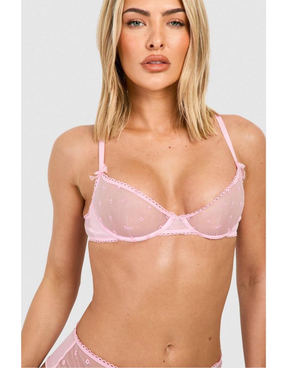 Ditsy Flower Balcony Bra - pink