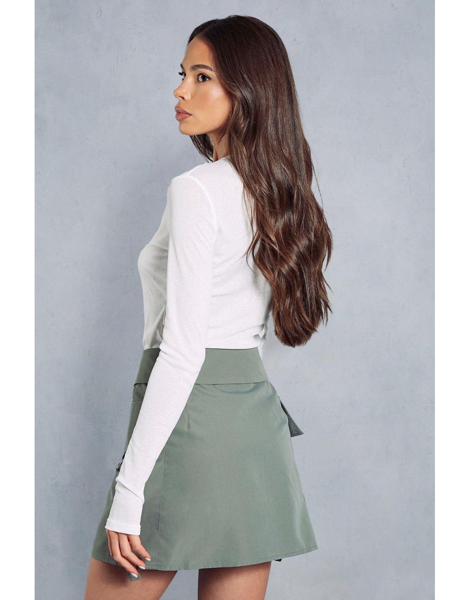 Folded Over Detail Utility Mini Skirt - 3