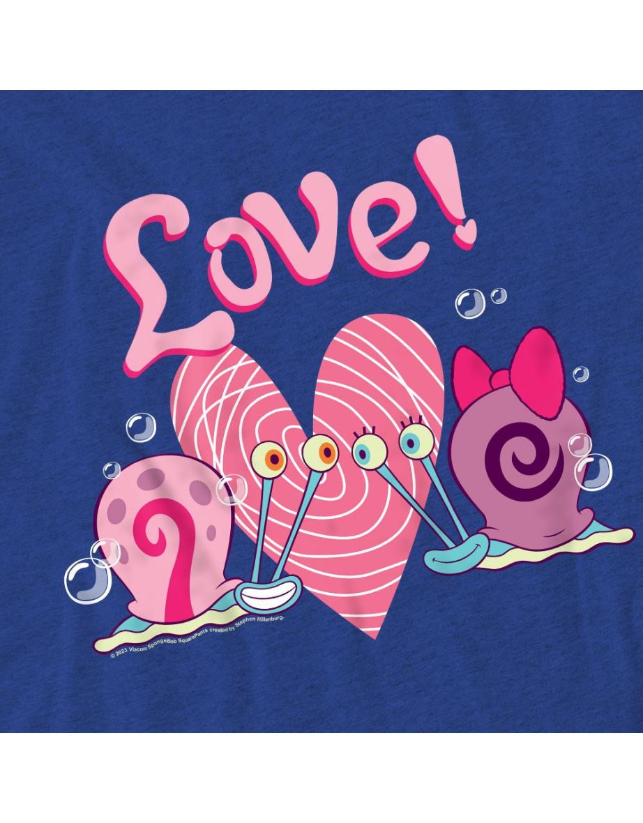 SpongeBob SquarePants Unisex Adult Valentine´s Love Gary & Snellie T-Shirt - Royal Blue - 3