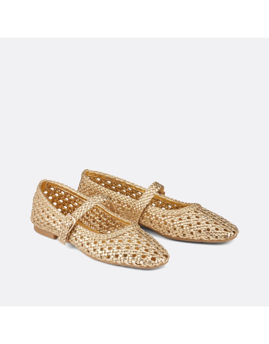 Metallic Woven Ballet Pumps