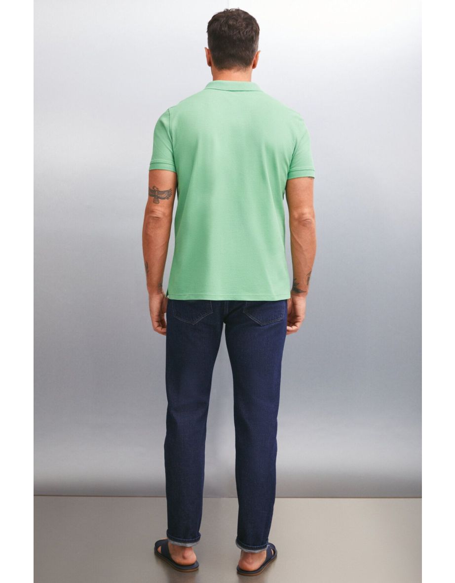 MARTEN Men's 100% Cotton Short Sleeve Regular Fit Green Polo Neck T-shirt - 5