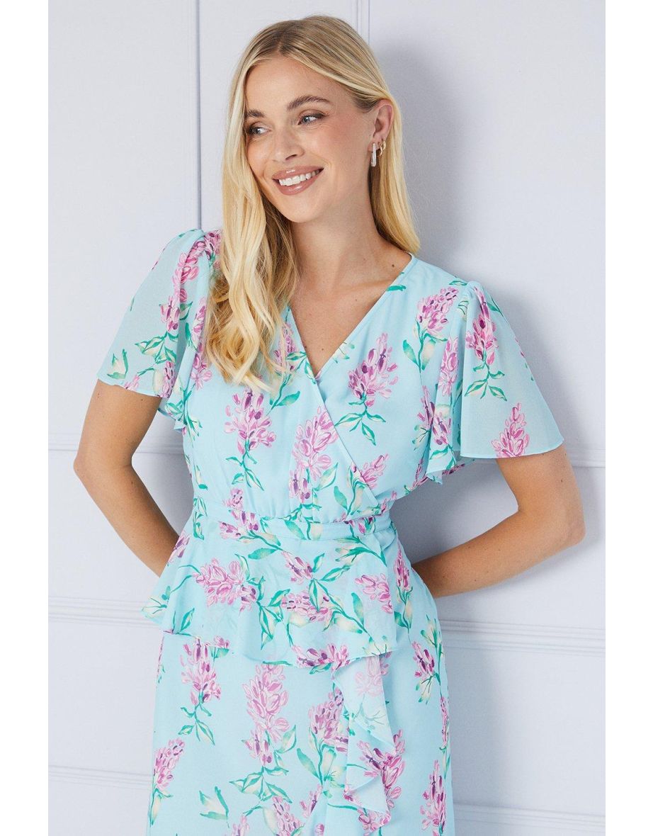 Petite Floral Ruffle Peplum Midi Dress - 3