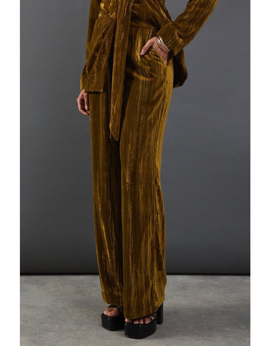 Crushed Velvet High Waisted Tailored Trouser - 3
