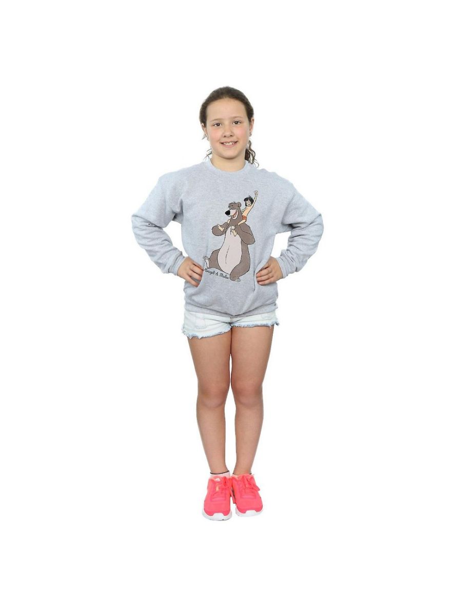Jungle Book Girls Classic Mowgli And Baloo Sweatshirt - Sports Grey