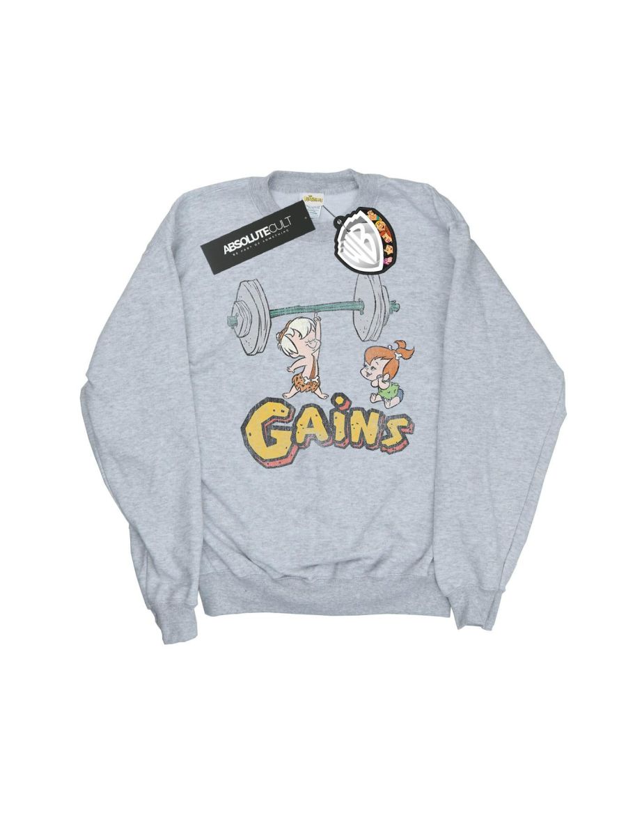 The Flintstones Boys Bam Bam Gains Distressed Sweatshirt - Sports Grey